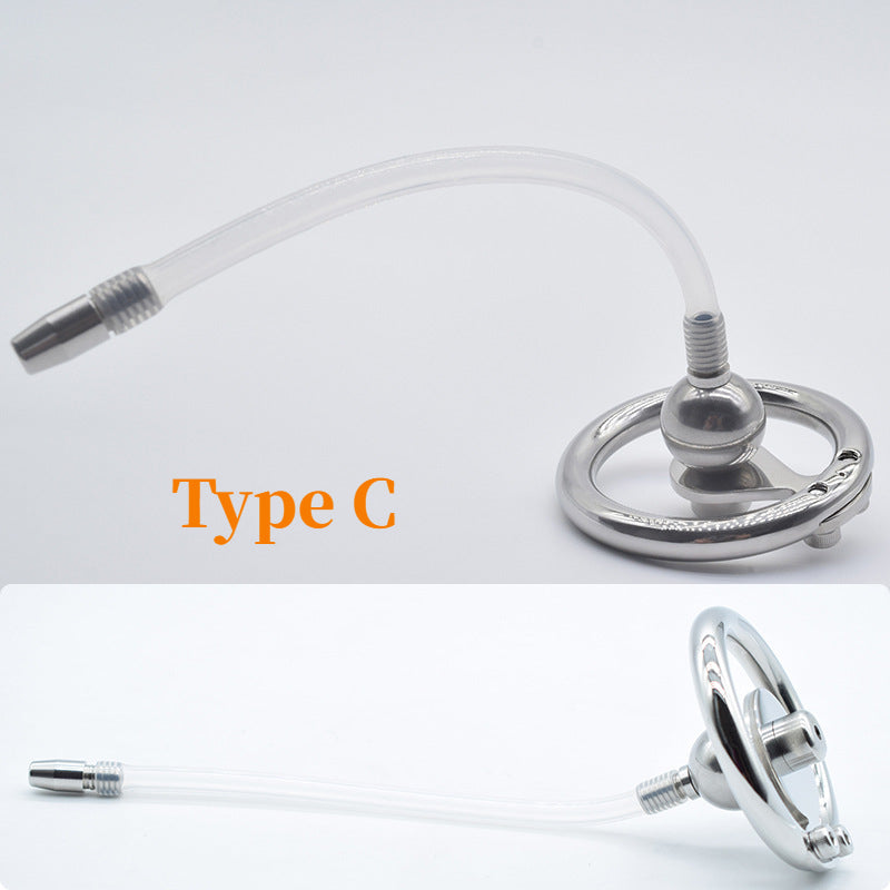 Flat Disc Inverted Chastity Cage with Steel Ball and Silicone Urethral Plug - KeepMeLocked