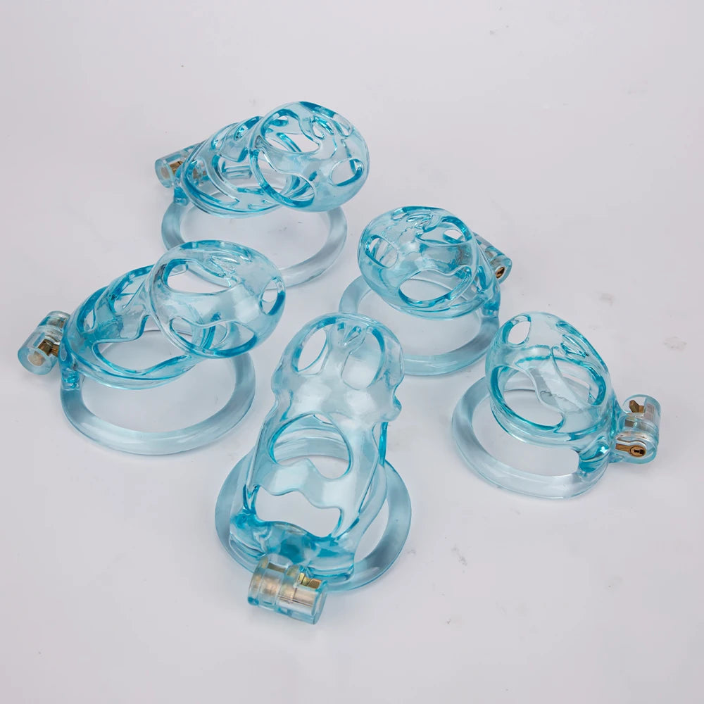 3D Printed Ice Blue Cobra Chastity Cage Lightweight Resin Cock Cage