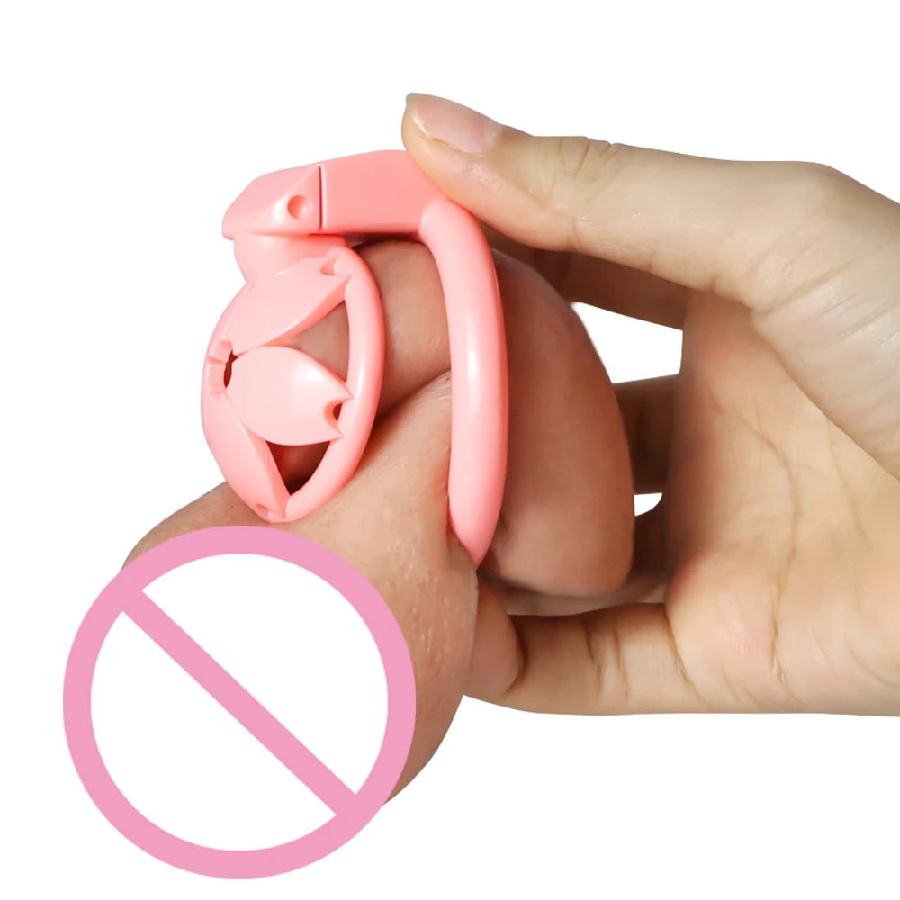 Small Flat Lightweight 3D Printed Sakura Resin Chastity Cage