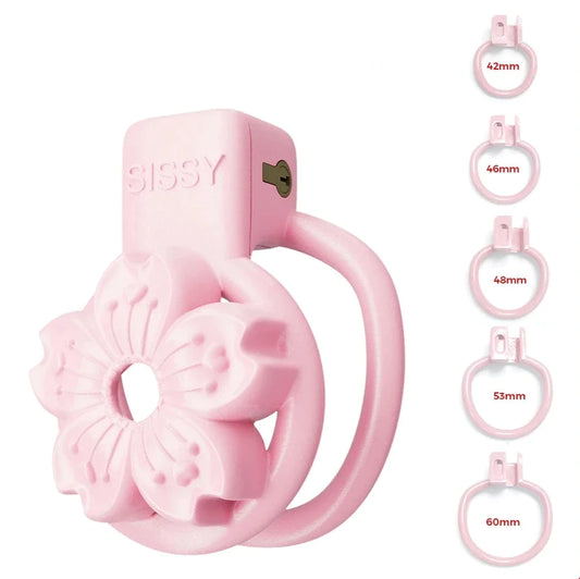 Pink Sakura Sissy Chastity Cage