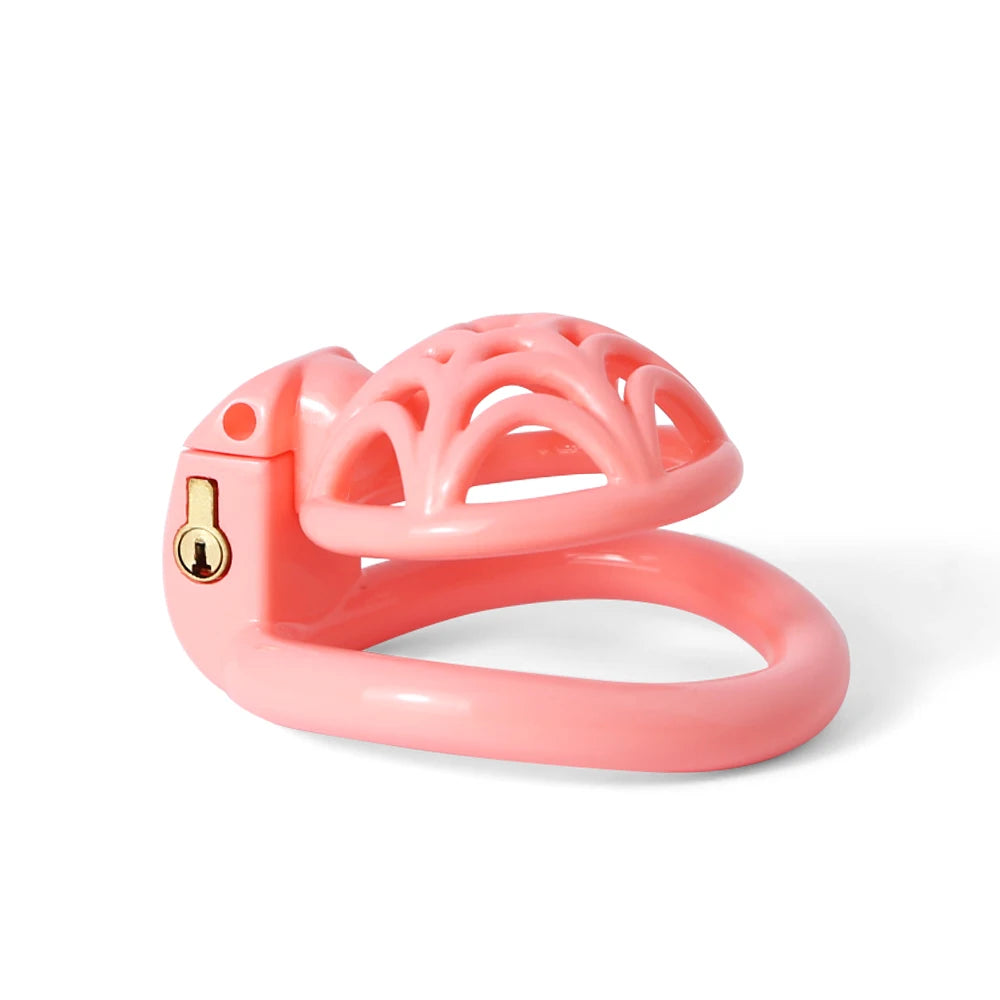 Small Flat 3D Printed Resin Spidernet Chastity Cage