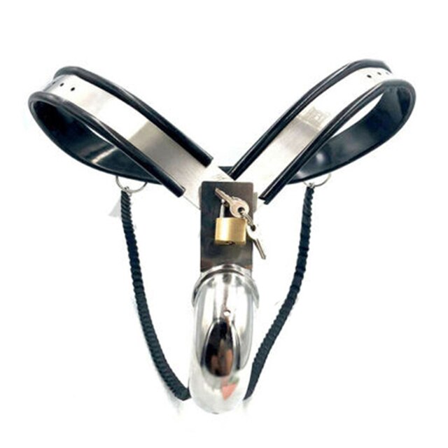 Male Chastity Belt: Stainless Steel Double and Single Wire Cock Cage with Lockable Pants - ChastityBondage
