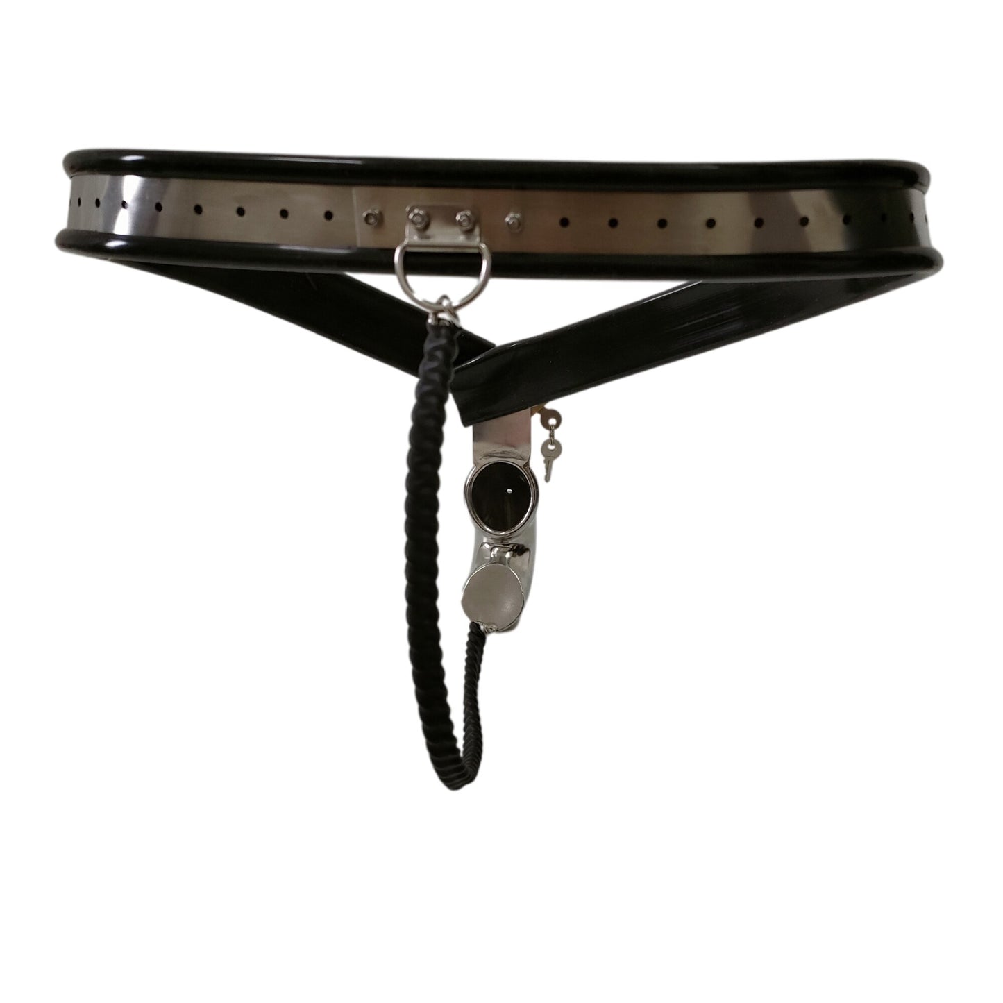 Male Chastity Belt: Stainless Steel Double and Single Wire Cock Cage with Lockable Pants - ChastityBondage