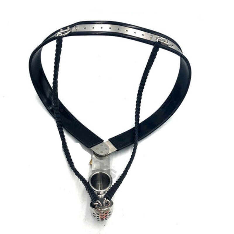 Male Chastity Belt: Stainless Steel Double and Single Wire Cock Cage with Lockable Pants - ChastityBondage