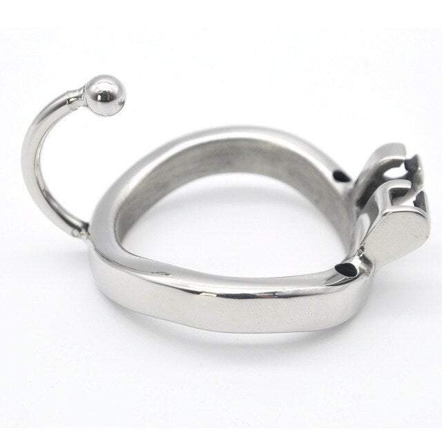 Male Chastity Cock Cage: Stainless Steel Hollow Breathable Sleeve with Urinary Catheter Tube Lock - ChastityBondage