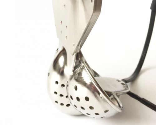 BDSM Restraint: Male Chastity Belt with Double-Wire Locking Panties, Curved Waist, and Scrotum Cage - ChastityBondage