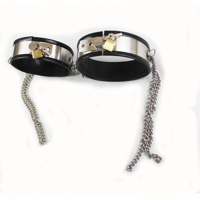 Stainless Steel Male Chastity Belt with T-Belt Device, Neck Collar, Thigh Ring, and Scrotum Restraint - ChastityBondage