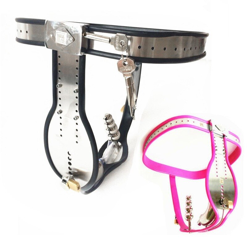 Stainless Steel Male Chastity Belt with T-Belt Device, Neck Collar, Thigh Ring, and Scrotum Restraint - ChastityBondage