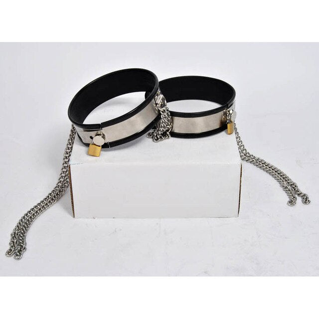 Cock Cage Chastity Belt: Stainless Steel Male Slave Panties with Thigh Cuffs, Chain Shield, and Locking Design - ChastityBondage