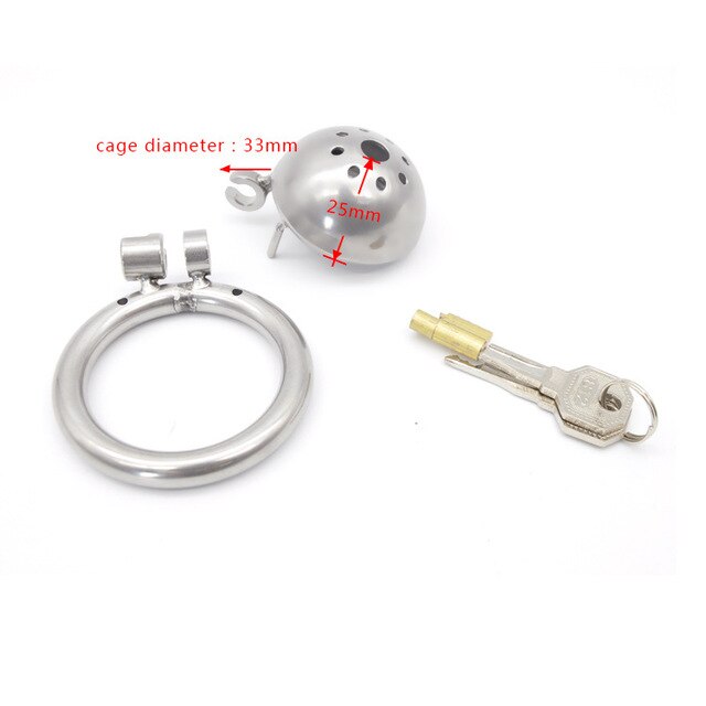 Super Small Chastity Cage For Men: Stainless Steel Cock Cage with Urinary Catheter and Penis Ring - ChastityBondage