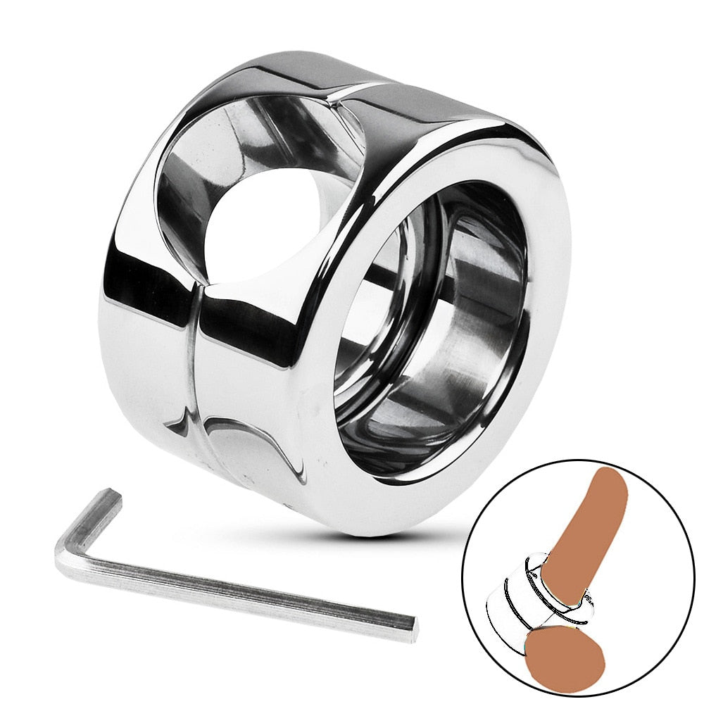 Stainless Steel Male Heavy Duty Cock Ring for Penis Exercise and Scrotum Ball Stretchers ChastityBondage Stainless Steel Male Heavy Duty Cock Ring for Penis Exercise and Scrotum Ball Stretchers ChastityBondage