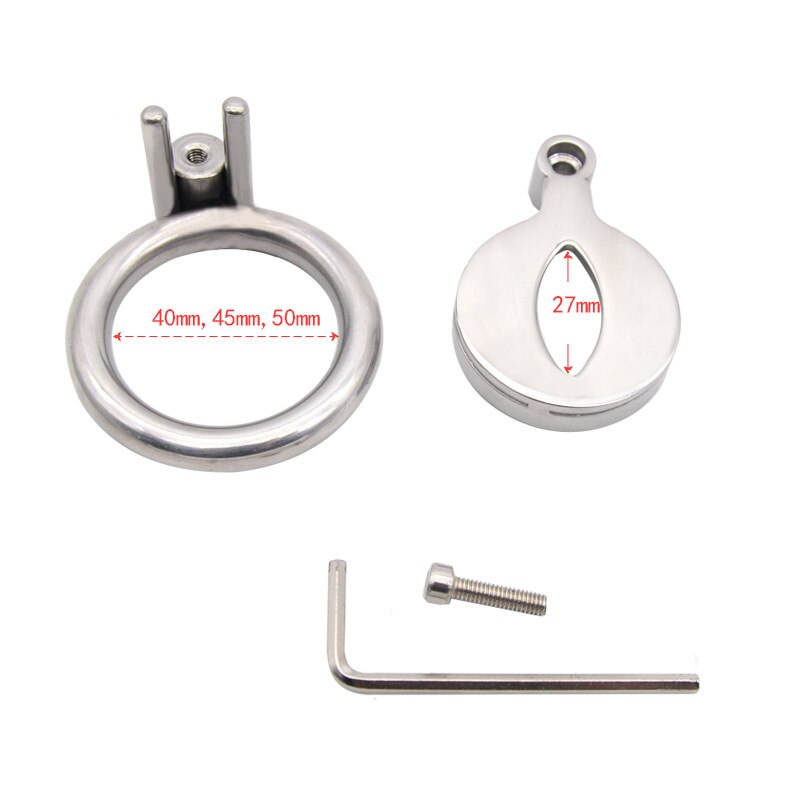 Sissy Flat Chastity Cage- Super Small Metal Cock Cage- AntiOff Penis Ring Urinary Hole - ChastityBondage