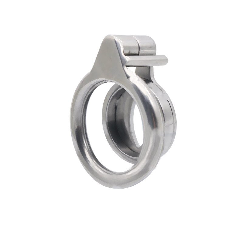 Sissy Flat Chastity Cage- Super Small Metal Cock Cage- AntiOff Penis Ring Urinary Hole - ChastityBondage