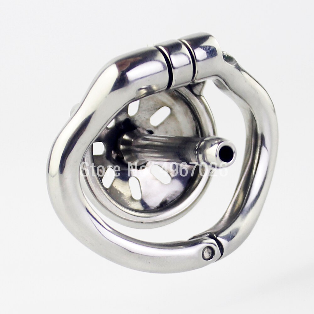 Inverted Chastity Cage with Catheter For Men - Stainless Steel Cock Cage - ChastityBondage