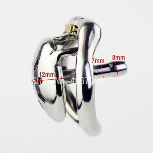 Inverted Chastity Cage with Catheter For Men - Stainless Steel Cock Cage - ChastityBondage