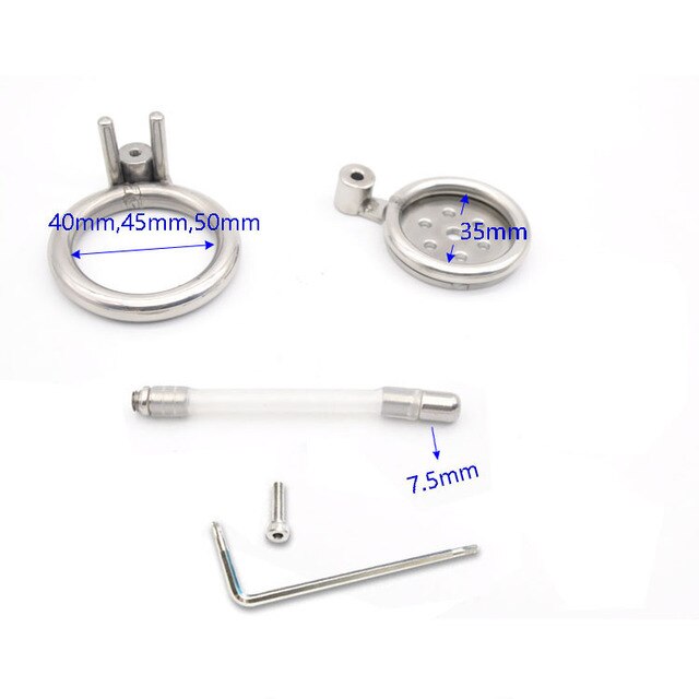 Flat Penis Cage Chastity Device for Men: Small Stainless Steel with Anti-Off Ring and Urethral Catheter - ChastityBondage