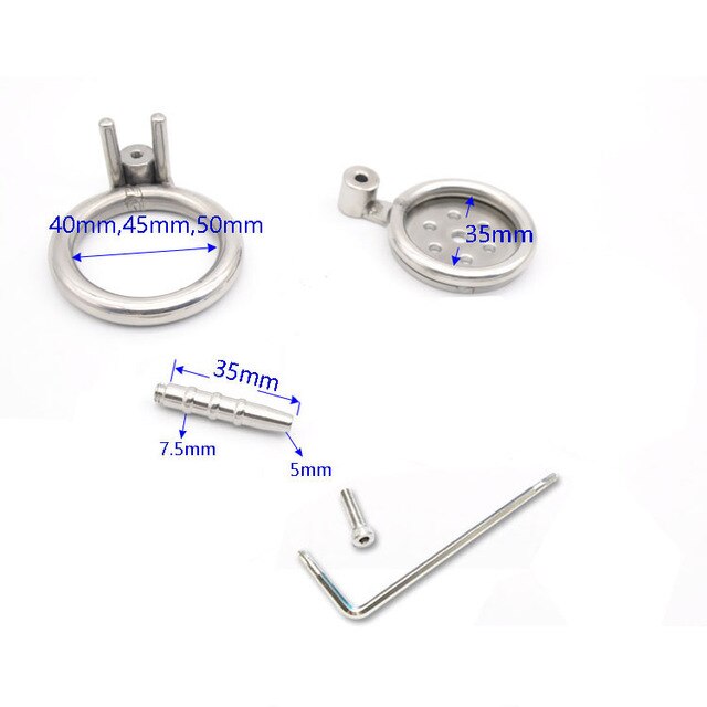 Flat Penis Cage Chastity Device for Men: Small Stainless Steel with Anti-Off Ring and Urethral Catheter - ChastityBondage