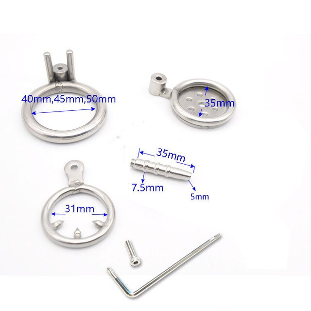Flat Penis Cage Chastity Device for Men: Small Stainless Steel with Anti-Off Ring and Urethral Catheter - ChastityBondage
