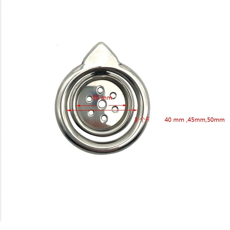 Flat Penis Cage Chastity Device for Men: Small Stainless Steel with Anti-Off Ring and Urethral Catheter - ChastityBondage