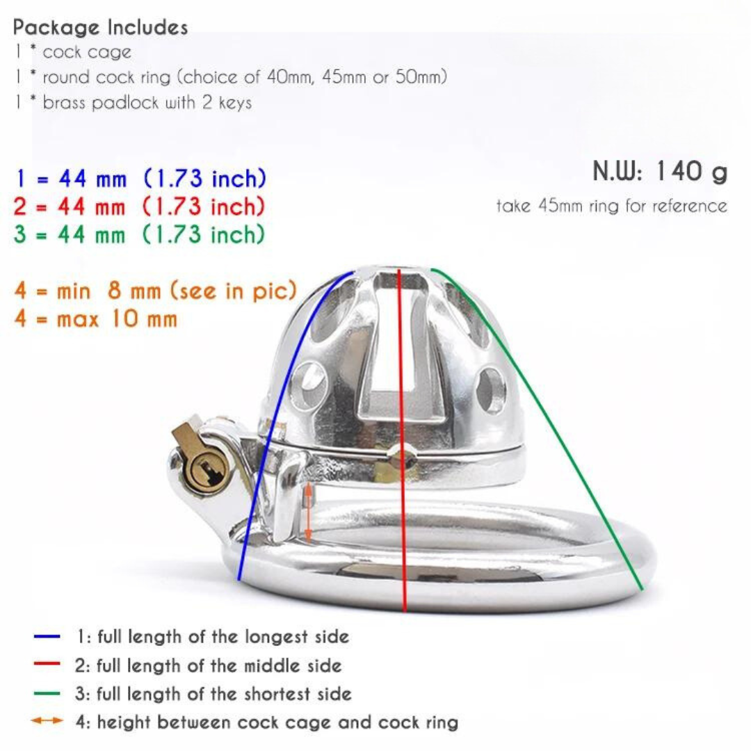 Ultra Small Metal Chastity Cage Device in 3 Sizes with PU Strap