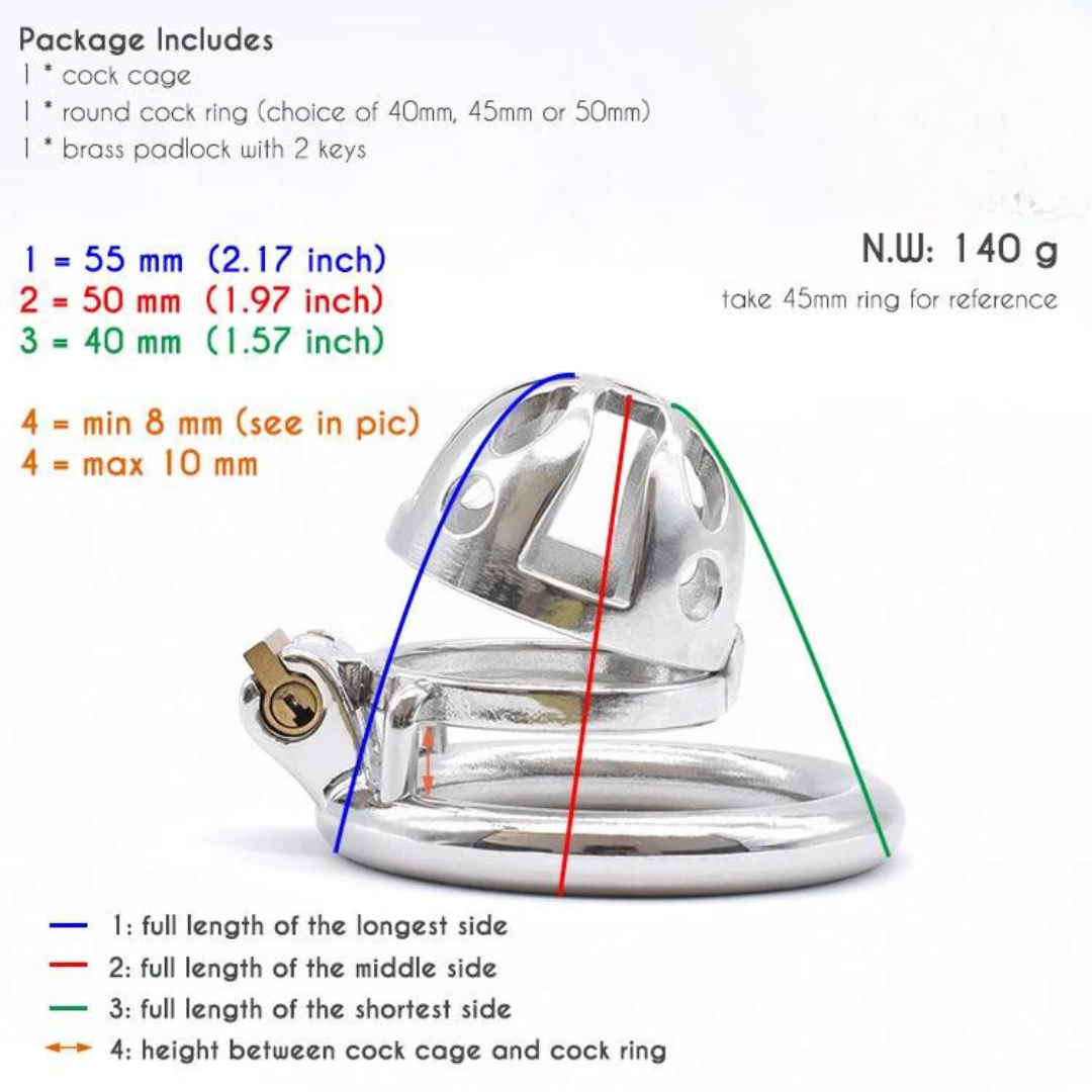Ultra Small Metal Chastity Cage Device in 3 Sizes with PU Strap