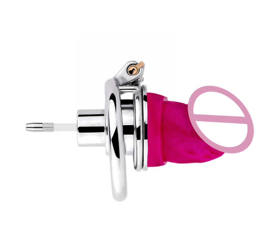 Inverted Chastity Cage with Dildo and Silicone Urethral Tube - KeepMeLocked
