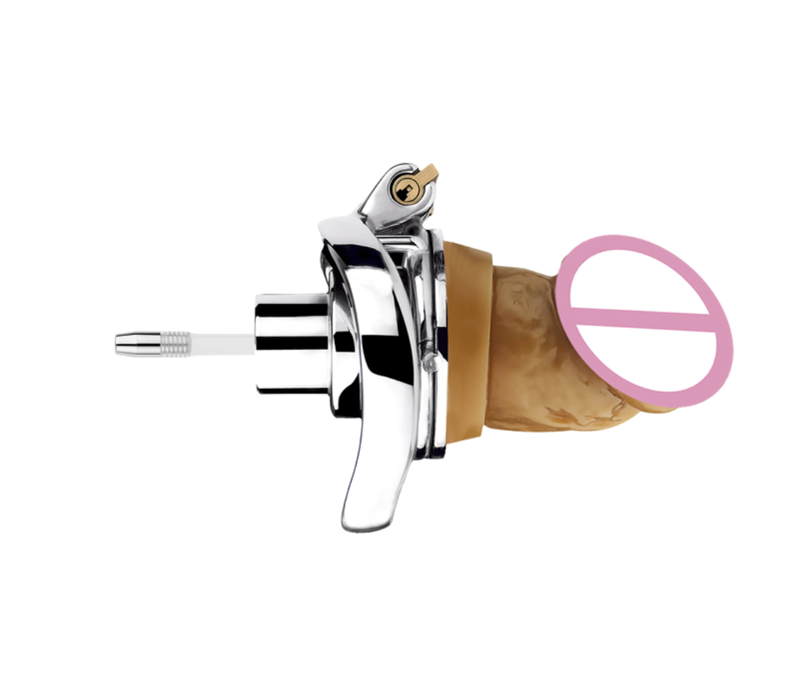 Inverted Chastity Cage with Dildo and Silicone Urethral Tube - KeepMeLocked
