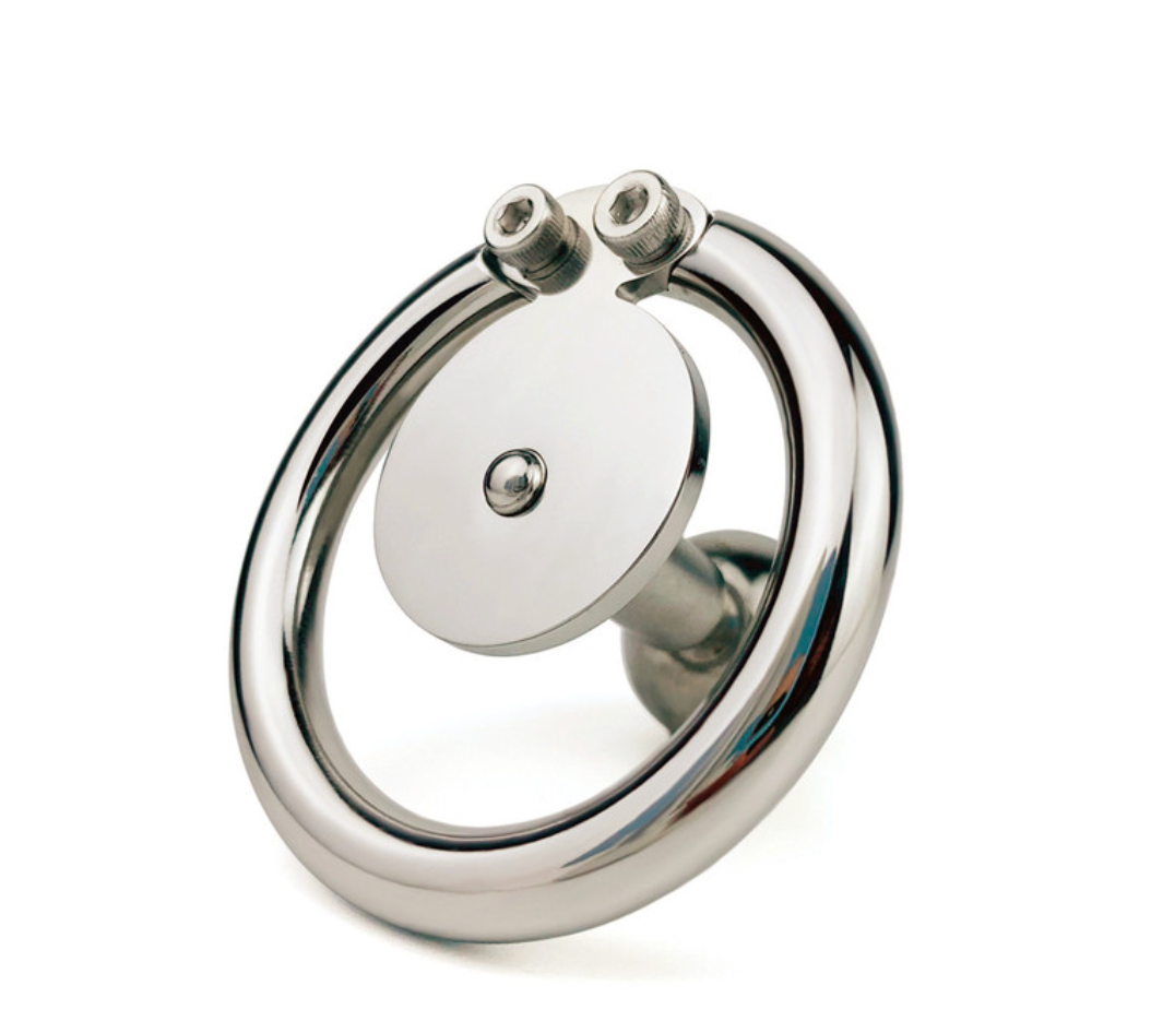 Flat Disc Inverted Chastity Cage with Steel Ball and Silicone Urethral Plug - KeepMeLocked