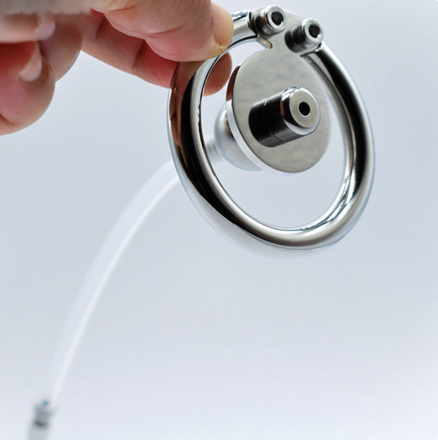 Flat Disc Inverted Chastity Cage with Steel Ball and Silicone Urethral Plug - KeepMeLocked