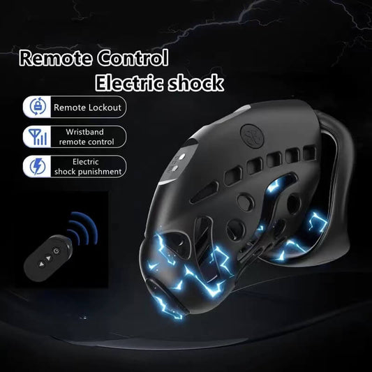 Wireless Remote Electric Shock Chastity Cage Set - ChastityBondage