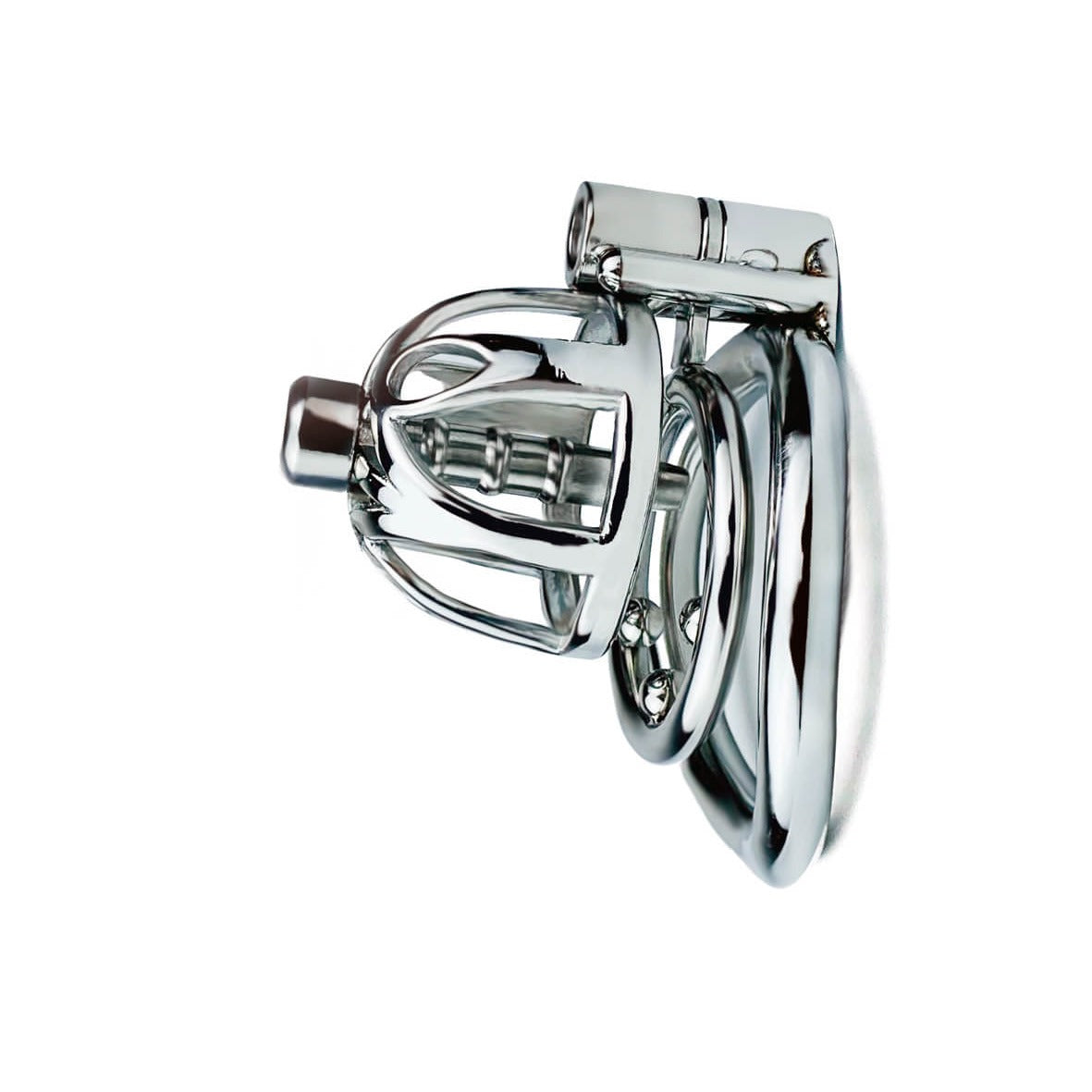 Male Stainless Steel Chastity Cage With Silicone/Metal Urethral Tube - ChastityBondage