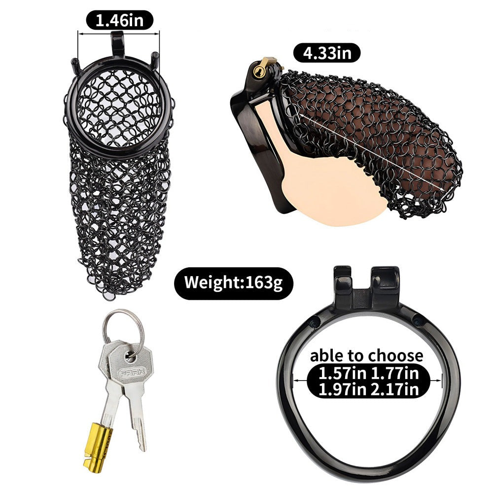 110mm/2.76" Long Black Soft Metal Mesh Chastity Cage Penis Sleeve Permanent Chastity Device For Cuckold Husband