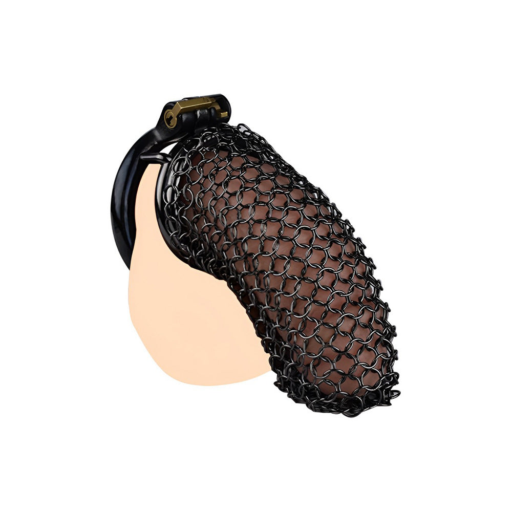 110mm/2.76" Long Black Soft Metal Mesh Chastity Cage Penis Sleeve Permanent Chastity Device For Cuckold Husband