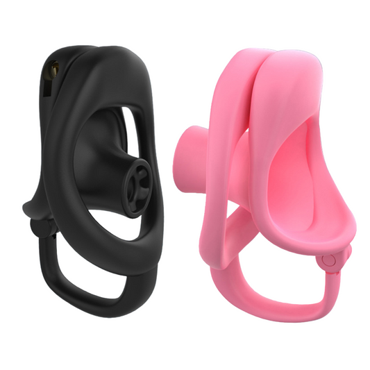 Black/Pink Resin Inverted Chastity Cage Lightweight Negative CockCage with Testicle Support