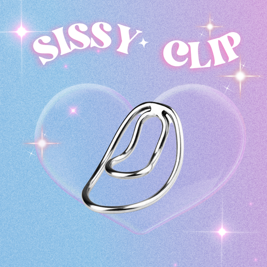 Anillo de pene con clip de castidad Sissy de metal para Femboy que imita el coño femenino - Plata