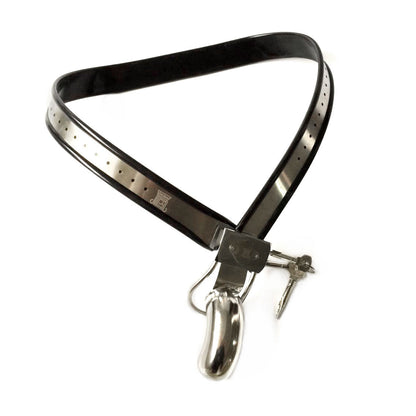 Y-Shape Male Chastity Belt with Full Covered Stainless Steel Cock Cage