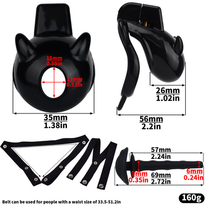Little Devil Chastity Cage with Vaginal-Style Silicone Catheter – Black/Pink ABS Resin
