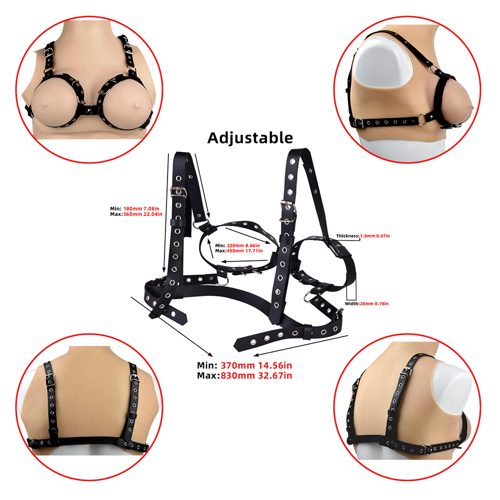 BDSM PU Leather Bondage Bra For Women and Sissy Breast Harness Bondage Gear