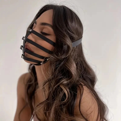 BDSM Bondage Mask PU Leather Erotic Harness Gear