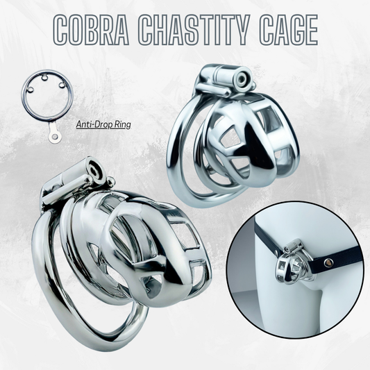 Metal Mamba Cobra Chastity Cage with Spiked Ring and Belt Male Chastity Device