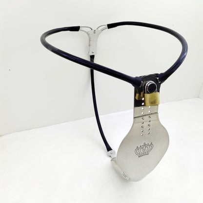 Stainless Steel Cock Shield Chastity Belt with Shit Hole - Black - ChastityBondage