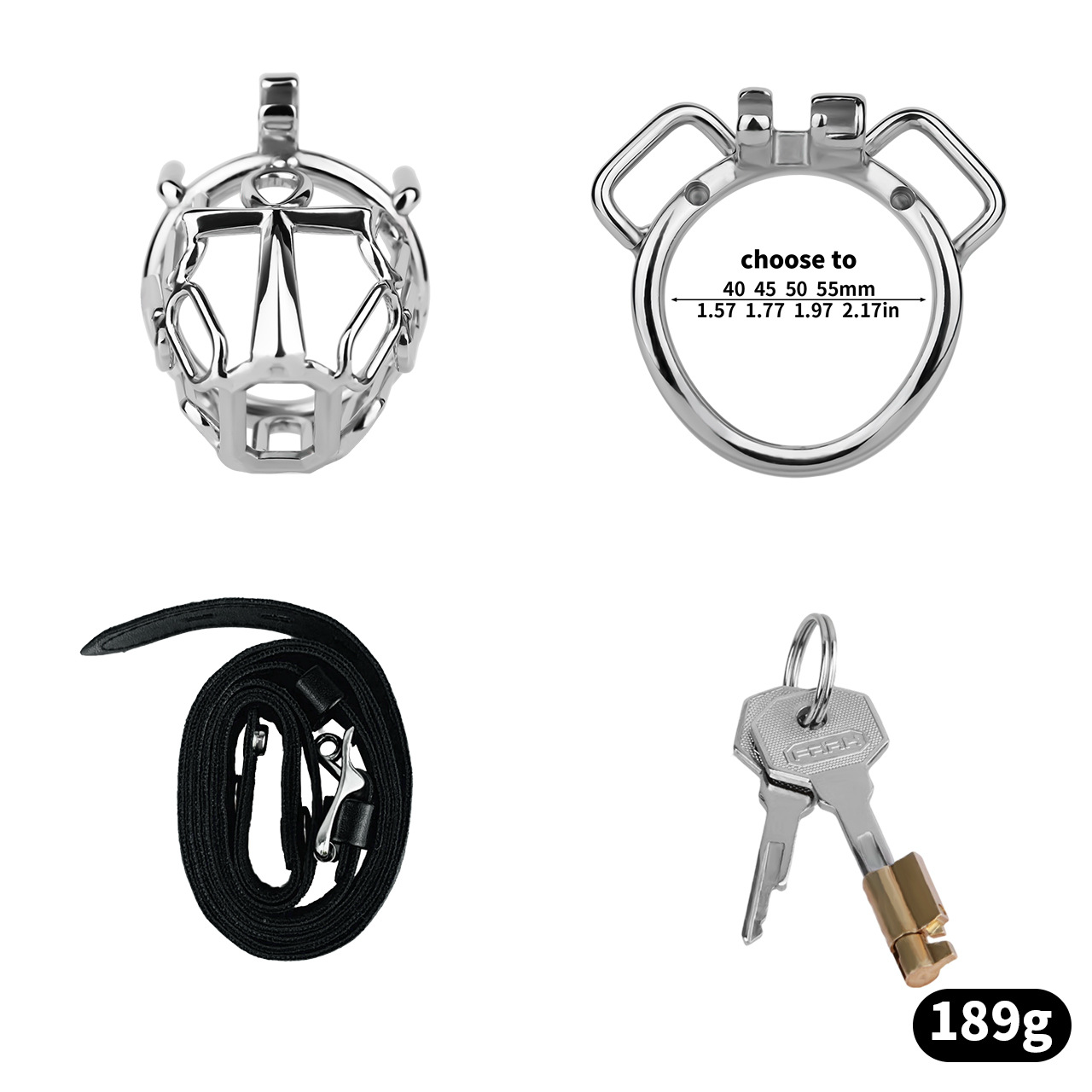 HolyLock Metal Chastity Cage for Men Male Small Cock Lock with Belt