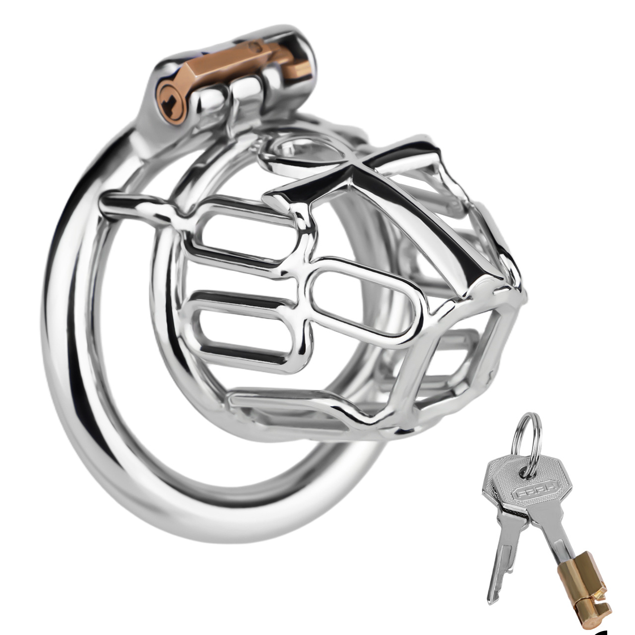 HolyLock Metal Chastity Cage for Men Male Small Cock Lock with Belt