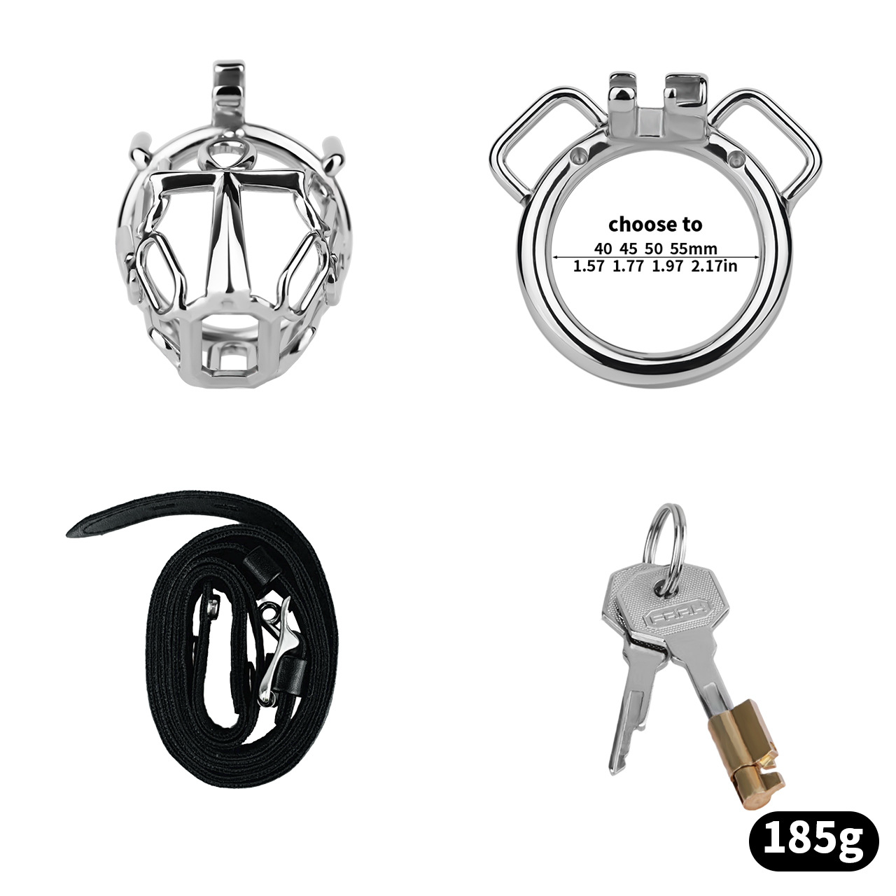 HolyLock Metal Chastity Cage for Men Male Small Cock Lock with Belt