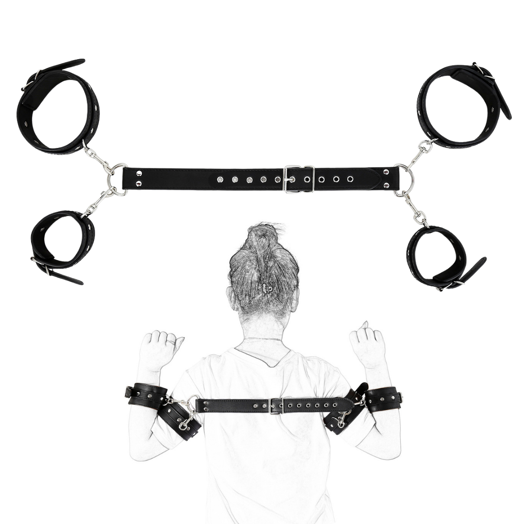 PU Leather Wrist-to-Arm BDSM Bondage Gear – Black - ChastityBondage