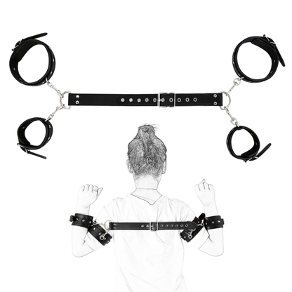 PU Leather Wrist-to-Arm BDSM Bondage Gear – Black - ChastityBondage