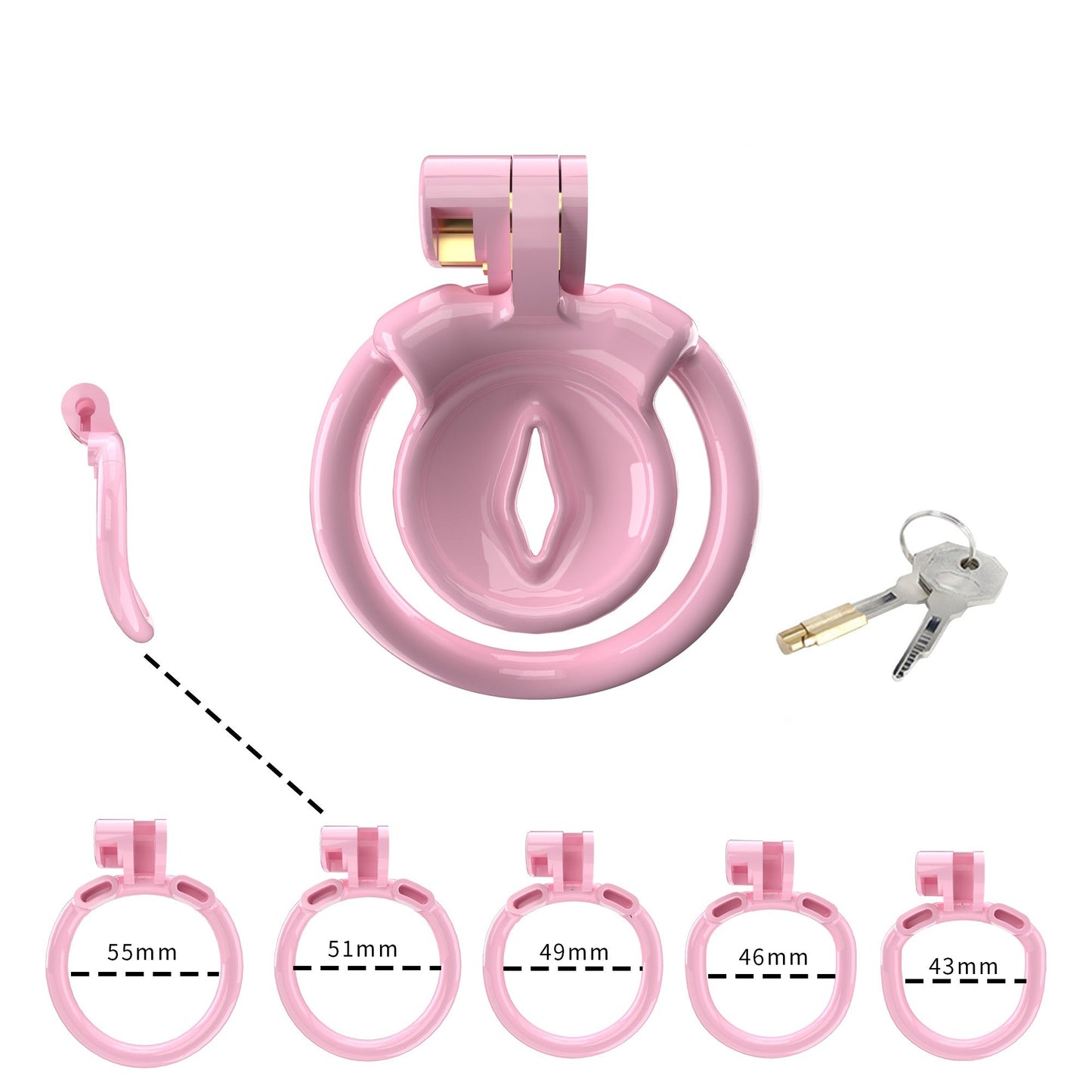 Ultra Small Sissy Negative Chastity Cage with 5 Size Rings - ChastityBondage
