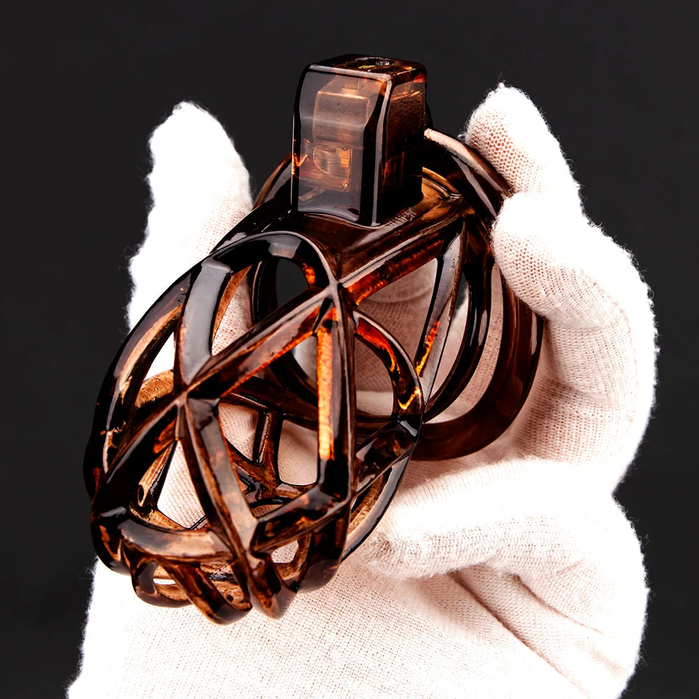 amber resin chastity cage