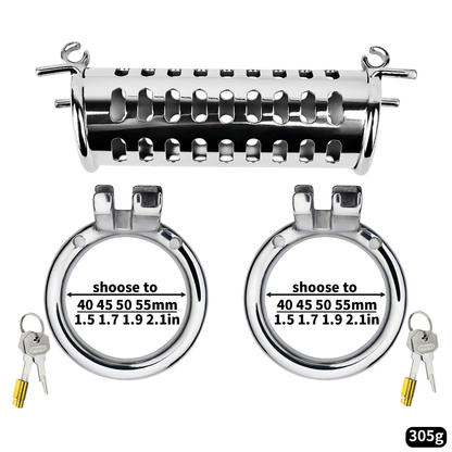 Stainless Steel Dual Cock Cage for Gay Couples’ BDSM Play Chastity Training Tool