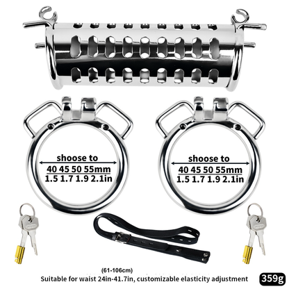 Stainless Steel Dual Cock Cage for Gay Couples’ BDSM Play Chastity Training Tool